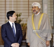 Oman's Heritage and Culture Minister Sayyid Haitham bin Tarik Al Said (R) is greeted by Japanese Crown Prince Naruhito (L) upon his arrival at the Togu Palace in Tokyo on April 3, 2008. Sayyid Haitham is now here on a six-day visit to Japan as a guest of the Japanese foreign ministry.   AFP PHOTO / Yoshikazu TSUNO (Photo credit should read YOSHIKAZU TSUNO/AFP via Getty Images)