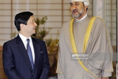 Oman's Heritage and Culture Minister Sayyid Haitham bin Tarik Al Said (R) is greeted by Japanese Crown Prince Naruhito (L) upon his arrival at the Togu Palace in Tokyo on April 3, 2008. Sayyid Haitham is now here on a six-day visit to Japan as a guest of the Japanese foreign ministry.   AFP PHOTO / Yoshikazu TSUNO (Photo credit should read YOSHIKAZU TSUNO/AFP via Getty Images)